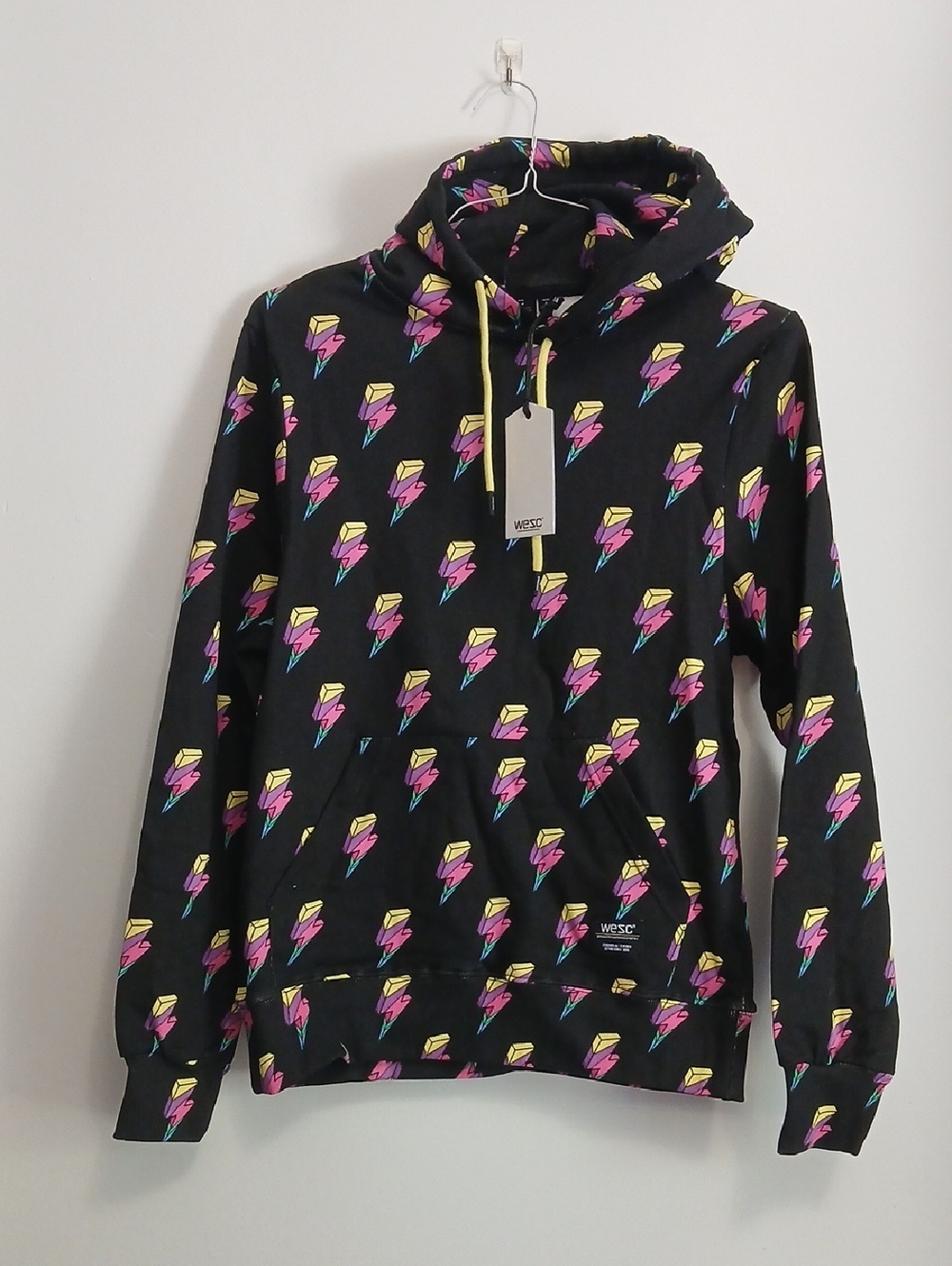 Mens S Women's M Size 3-WESC Mike Flash AOP Hoodie- Lightning Bolts